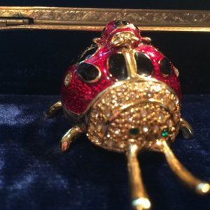 Swarovski pretty ladybug with baby trinket box